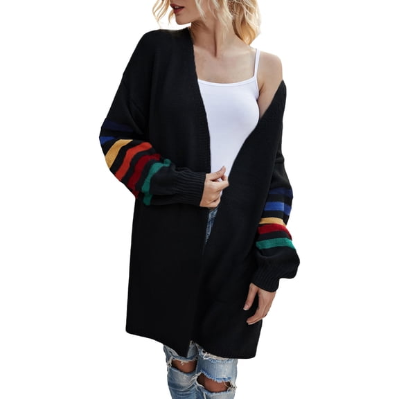 Vedolay Long Cardigans for Women Open Front Basic Classic Casual Soft Knitted Coat 2023 Black,L