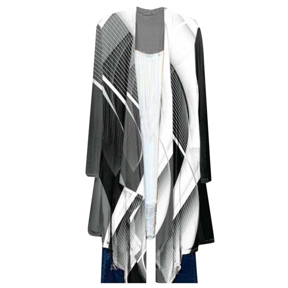 Vedolay Long Cardigans for Women Open Front Cardigans Soft Draped Ruffle Shrugs Gray,S