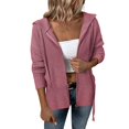 thumbnail image 1 of Vedolay Long Cardigans for Women Slim Fit Full Zipper Knit Sweater Casual Jacket with Pockets Pink,XL, 1 of 5