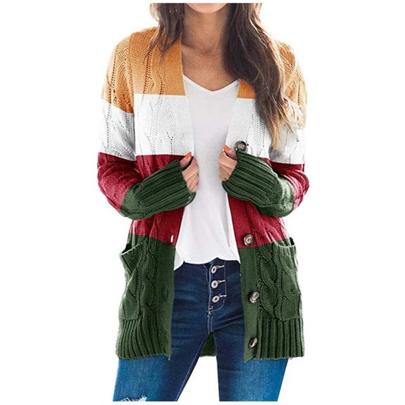 Vedolay Long Cardigans for Women Winter Thick Warm Thick Knit Comfortable Sweater Jacket Red,S