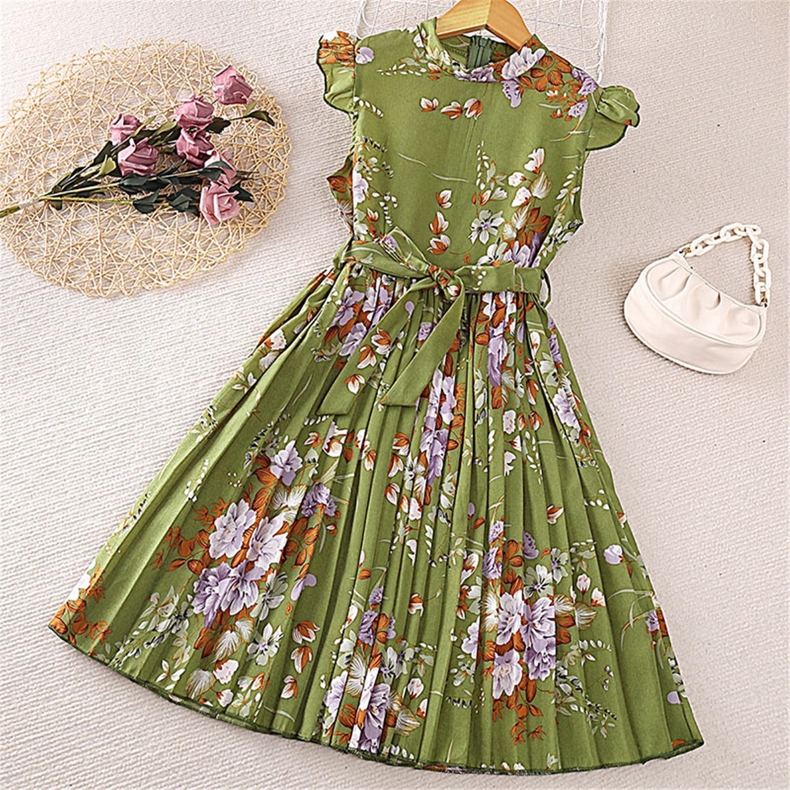 Vedolay Long Dress Flower Girl's Floral-Embroidered Pearl