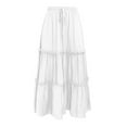 thumbnail image 1 of Vedolay Long Skirt Skirk for Women Basic Solid Versatile Stretchy Flared Casual Mini Skater Skirt,White L, 1 of 5