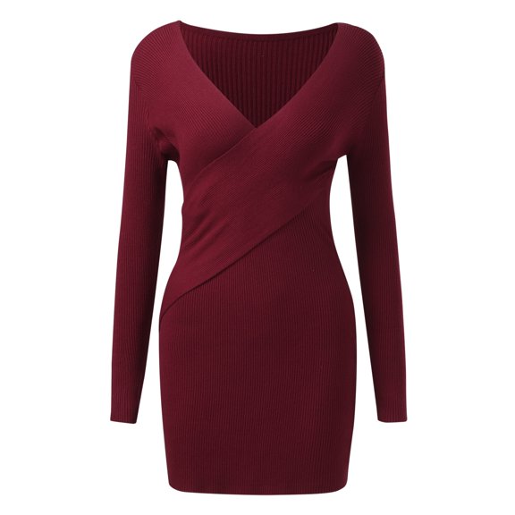 Vedolay Long Sleeve Dress 2023 Fall Winter Women's Long Sleeve Turtleneck Button Down Solid Sweater Dress,A S