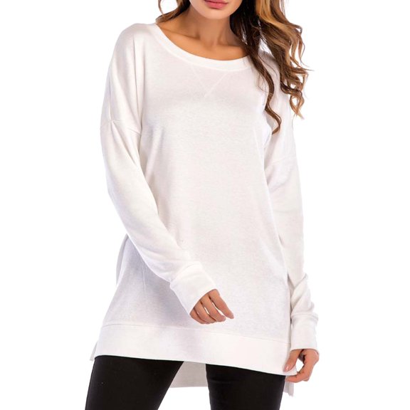Vedolay Long Sleeve Shirts for Women Plus Size Women Sweatshirt Blouse Top White,M