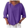 thumbnail image 1 of Vedolay Long Sleeve T-Shirt for Women Solid Color Blouses Lace Shirts Tops Purple,2XL, 1 of 2