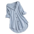 thumbnail image 1 of Vedolay Long Sleeve Tops for Women Slim Tops for Womens Fitted Ribbed Pullovers Tee Top Sky Blue,4XL, 1 of 2