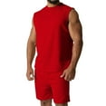 thumbnail image 1 of Vedolay Matching Short Sets For Men Men's 2 Piece Outfits Tracksuits Short Sleeve and Shorts Sets,Red XL, 1 of 3