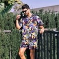 thumbnail image 1 of Vedolay Matching Short Sets For Men Men's Summer Shirt & Shorts Set Two Piece Casual Sports Outfits,Black S, 1 of 5