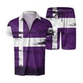 thumbnail image 1 of Vedolay Matching Short Sets Men 2 Piece Outfits Summer Casual Crew Neck Shirts and Fit Shorts Set,Purple XXL, 1 of 5