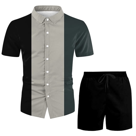 Vedolay Matching Short Sets Men's 2 Piece Outfits Tropical Hawaiian Short Sleeve Button Shirt and Drawstring Shorts Set,Sky Blue 3XL