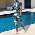 thumbnail image 1 of Vedolay Matching Short Sets Mens Short Sets 2 Piece Outfits Shirt Fashion Summer Casual Short Sleeve and Shorts Set for Men,Navy 3XL, 1 of 3