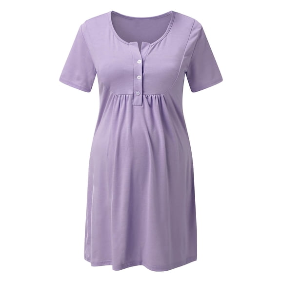 Vedolay Maternity Dress Casual Women's Maternity Formal Dress with Front & Back Pleat,Purple S