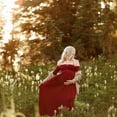 thumbnail image 1 of Vedolay Maternity Dress Long 2023 Long Sleeve Maternity Dress Clothes Pregnancy Dress Clothes Dresses Red,3XL, 1 of 5