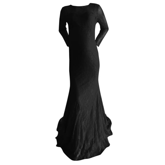 Vedolay Maternity Dress for Photography Female Long Sleeve Maternity Dress Pregnancy Dress Pregnancy Clothes Black,XL