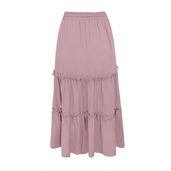 Vedolay Maxi Skirt Skirk for Women Plus Size A-Line Kate Skirt Long Length,Pink L