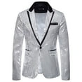 thumbnail image 1 of Vedolay Men Blazer Long Sleeve Jacket Casual Office Blazers 2023 Silver,M, 1 of 5
