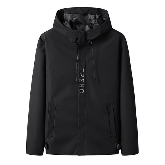 Vedolay Men Coats Winter Fashion Men Casual Solid Hooded Plush Warm Jackets Black,L