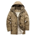 thumbnail image 1 of Vedolay Men Coats Winter Warm Business Winter Work Lady Solid Button Coat Khaki,S, 1 of 5
