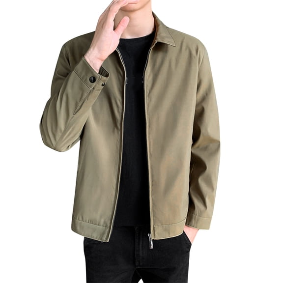 Vedolay Men Jackets for Winter Open Front Basic Classic Casual Soft Tops with Pocket Khaki,M