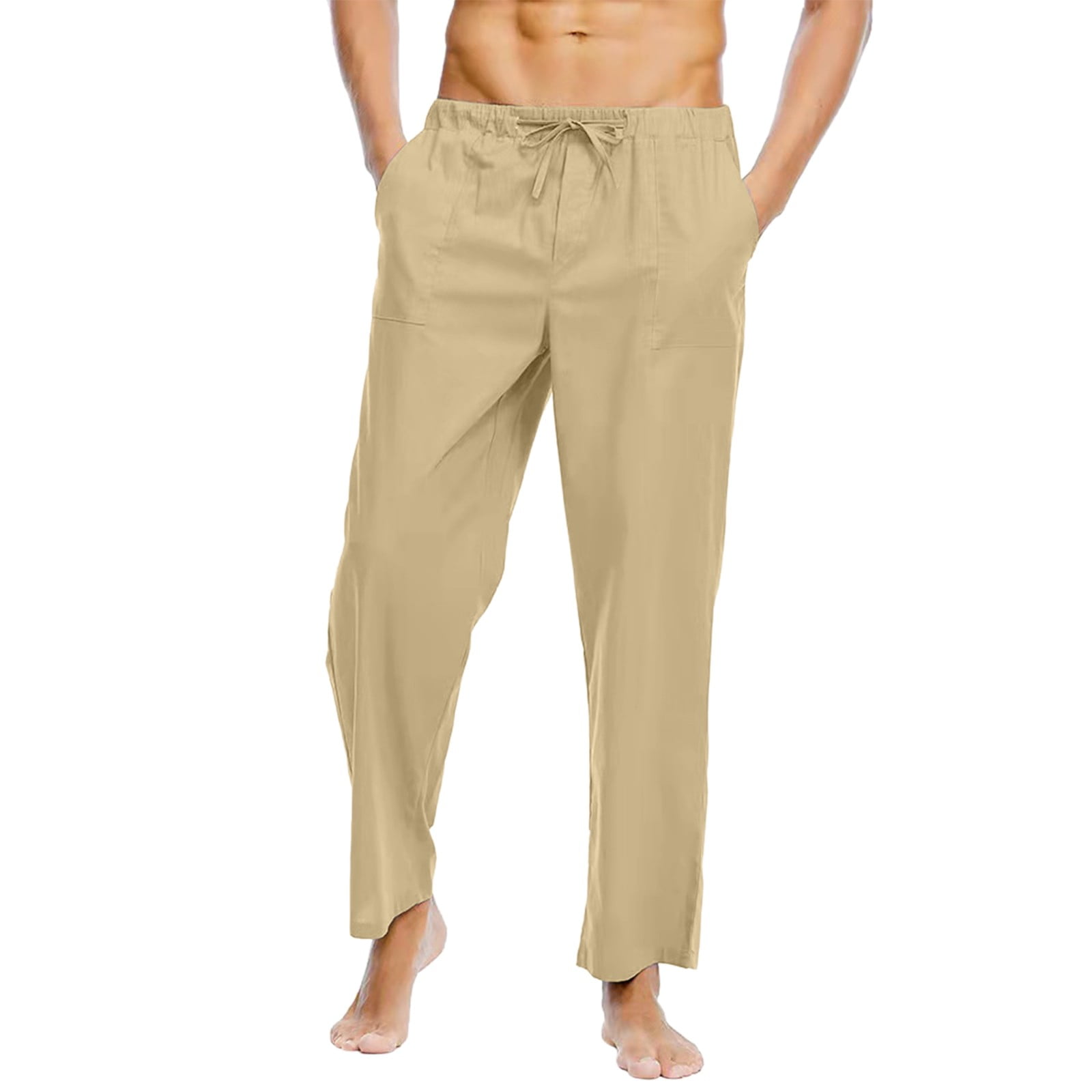 Vedolay Lightweight Linen Men's Joggers, Yoga \u0026 Jogging Pants with Pockets, Elastic  Waist - Walmart.com