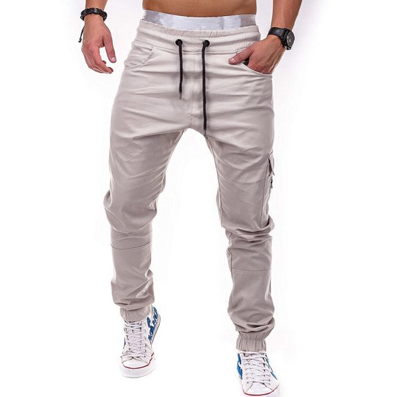 Vedolay Men Pants Casual Stretch Men's Stretch Multi-Pocket Skinny Cargo Pants,Beige XL
