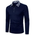 thumbnail image 1 of Vedolay Men Polo Shirt Shirts Casual Slim Fit Solid Soft Pocket Shirt Navy,XL, 1 of 5
