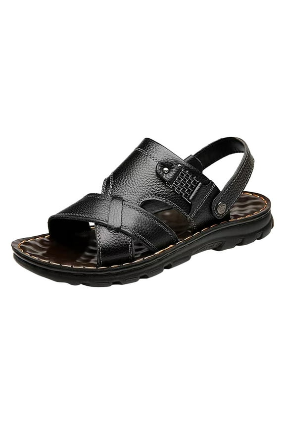 Men Sandals Summer Beach Slipper Slides Shoes Outdoor Hiking Thong Flip Flops Sandals Born Sandals Men(Black,7.5)