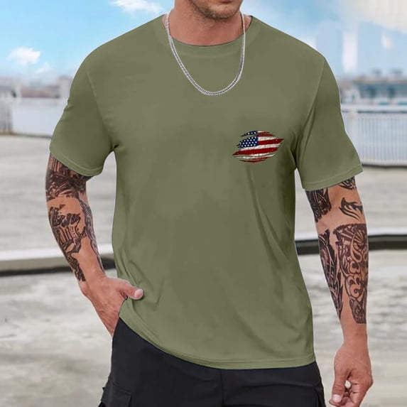 Vedolay Men Shirts Casual Fashion Men's Short-Sleeve Crewneck Soft Cotton Pocket T-Shirt,Green S