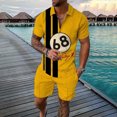 thumbnail image 1 of Vedolay Men Short Sets Outfits 2 Piece Men's 2 Piece Outfits Tracksuits Short Sleeve and Shorts Sets,Yellow XL, 1 of 3