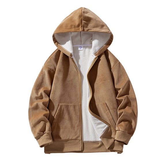 Vedolay Men Sports Active Sweatshirt 2023 Winter Stripe Hoodies Loose Fit Thin Pullover Tunic Tops Khaki,S