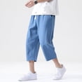 thumbnail image 1 of Vedolay Men Trousers Casual Slim Fit Linen Pants Men Slim Fit Cotton Loose Lightweight Elastic Waist Casual Jogger Yoga Pants Beach Loose Trousers,Blue XL, 1 of 5