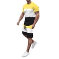 thumbnail image 1 of Vedolay Men's 2 Piece Outfits Color Block Tee and Drawstring Shorts Set(Yellow,L), 1 of 5