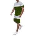 thumbnail image 1 of Vedolay Men's 2 Piece Outfits Short Sleeve T Shirt and Plaid Shorts Set Tracksuit(Army Green,X-L), 1 of 5