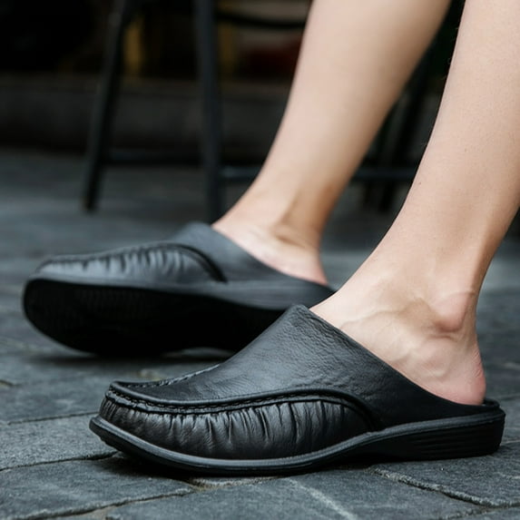 Vedolay Men's 2023 Slippers Slides for Men, Thick Quick Drying Soft Pillow Slippers Non-Slip Shoes,Black 8.5