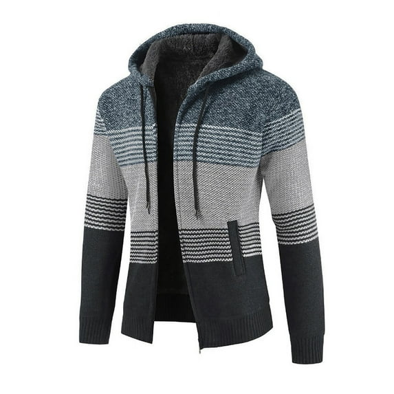 Vedolay Men's Cardigan Sweater 2023 Winter Long Sleeve Cardigan Cover Up Blue,M