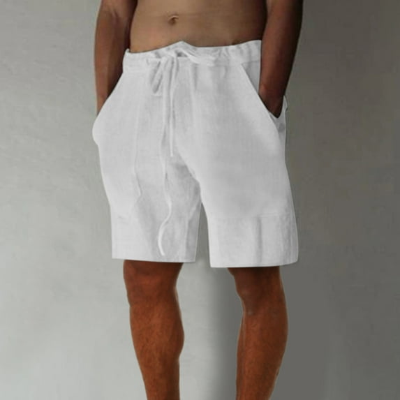 Vedolay Men's Casual Solid Color Drawstring Fashion Short with Pockets,White M