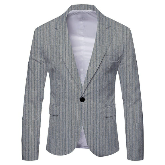 Vedolay Men's Coat Mens Blazer Suit Open Front Long Sleeve Fitted Ruffle Casual Office Jacket,Gray M