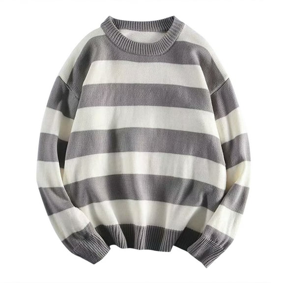 Vedolay Men's Fall Sweater 2023 Long Sleeve Crewneck Cute Print Knitted Pullover Sweaters Grey,XL