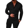 thumbnail image 1 of Vedolay Men's Fashion Polo Shirts 2023 Long Sleeve Casual Lapel Neck Print Tops Black,M, 1 of 5