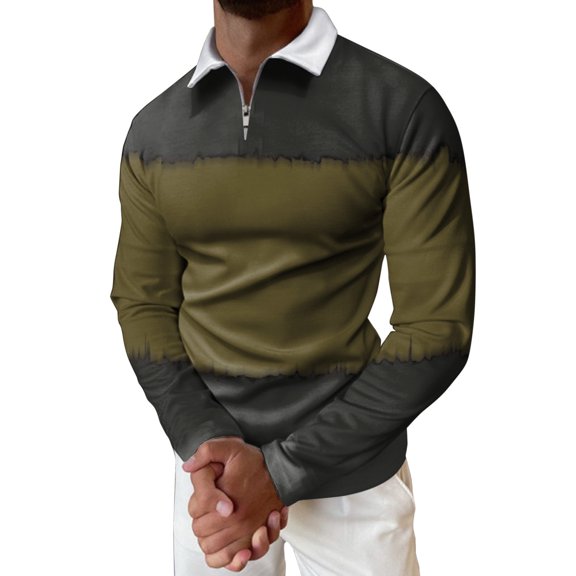 Vedolay Men's Fashion Polo Shirts Fall Printed Tunics Top Plus Size for Men Green,L