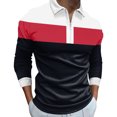 thumbnail image 1 of Vedolay Men's Fashion Polo Shirts Golf Sports Long Sleeve T Shirt Casual Long Sleeve Tops Red,M, 1 of 5