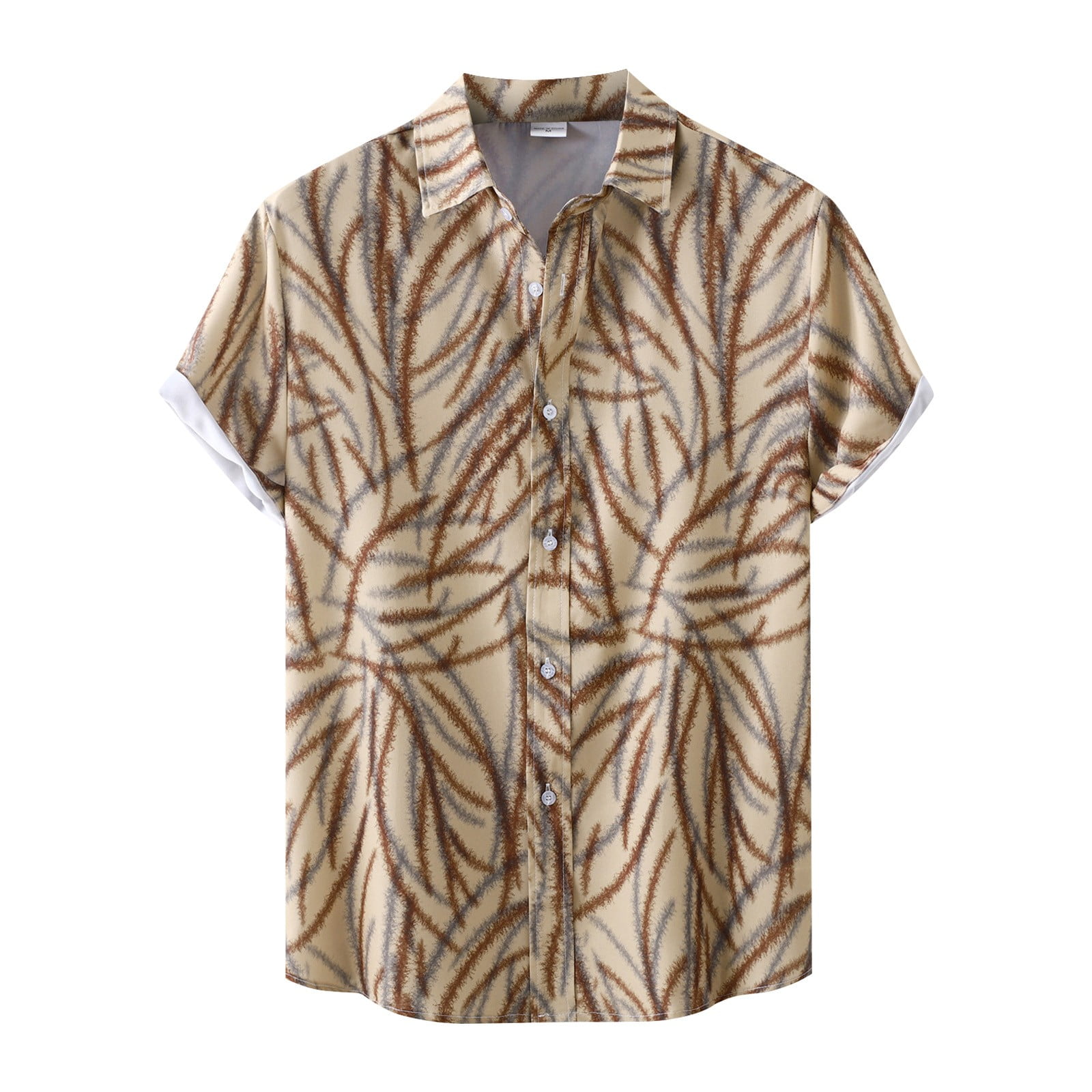 Vedolay Men's Floral Button Down Hawaiian Shirt Lapel Neck Short Sleeve ...