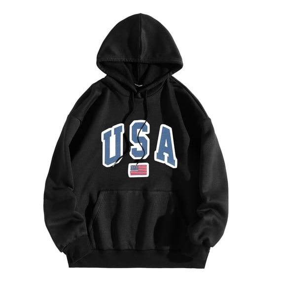 Vedolay Men's Hoodie Sweatshirt Pullover Long Sleeve Crewneck Men Striped Pullover Tops Black,M