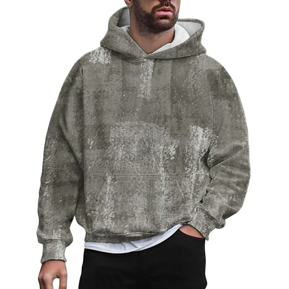 Vedolay Men's Hoodies 2023 Plus Size Long-Sleeve Crewneck Tee Shirt Gray,L