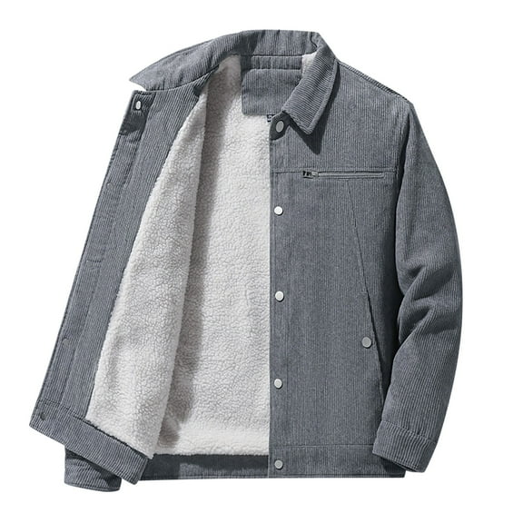 Vedolay Men's Jacket Fashion Casual Autumn Thick Hooded Jacket Clothes Grey,XL