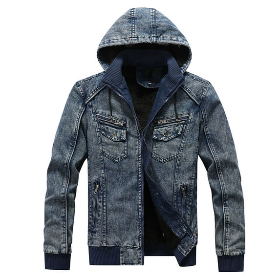 Vedolay Men's Lightweight Jackets Casual Jacket for Men Ripped Classic Jacket Clothes Blue,3XL