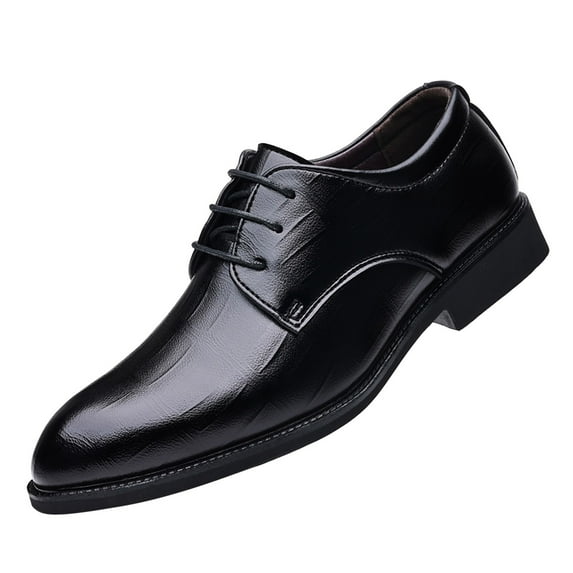 Vedolay Men's Oxfords,Mens Leather Updated Classic Cap Toe Oxfords Lace Dress Shoes(Black,12.5)