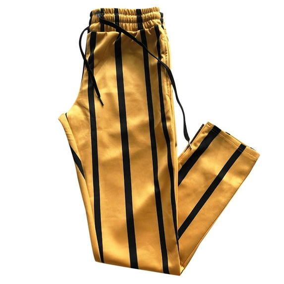 Vedolay Men's Pants Mens Linen Loose Casual Lightweight Elastic Waist Yoga Beach Pants,Yellow XL