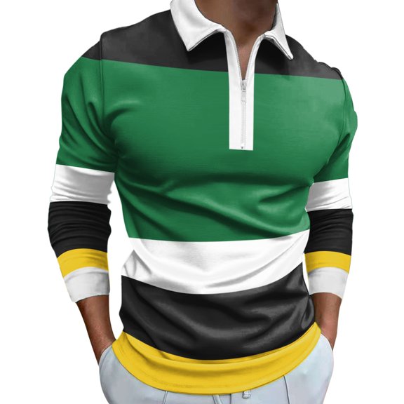 Vedolay Men's Polo Shirt 2023 Fall Male Blouse Long Sleeve Blouse Shirts Green,XL