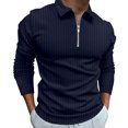 thumbnail image 1 of Vedolay Men's Polo Shirts Vintage Striped Knitting Shirts Casual Slim Fit Golf Shirts Navy,XL, 1 of 5